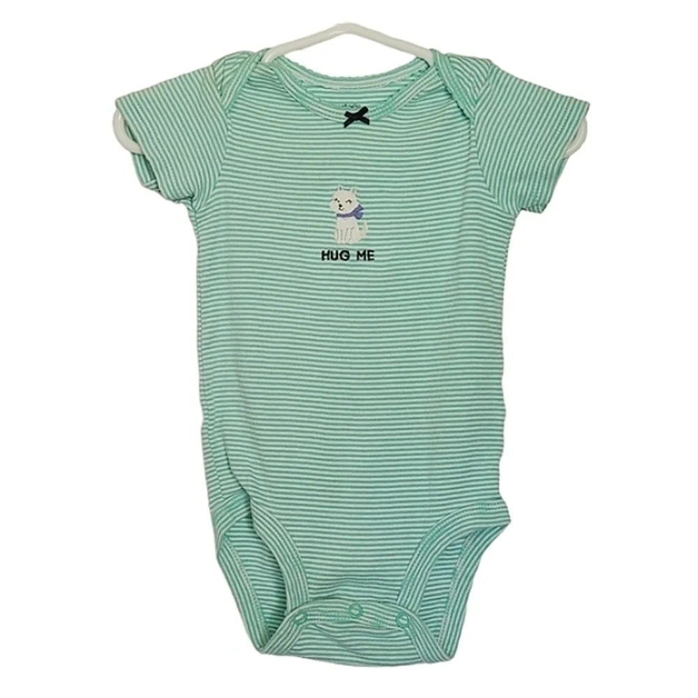 K1142 * Carter's Embroidered Puppy Hug Me Bodysuit Green White Size 12M